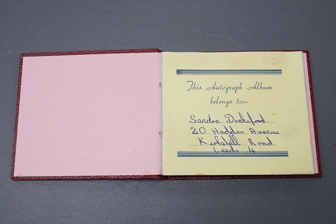 A 1960s autograph book including a page with all four The Beatles signatures, all in contrasting ball point pen, together with a number of other signatures later in the album, following a number of blank leaves, includin